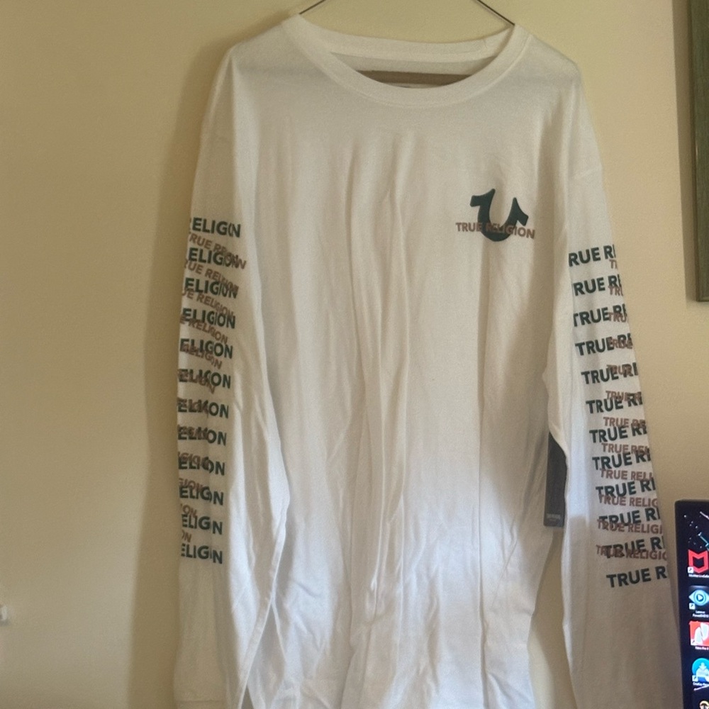 True Religion White Graphic Long Sleeve Tee